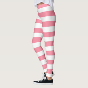Legging Listras Brancas e Rosa Suaves