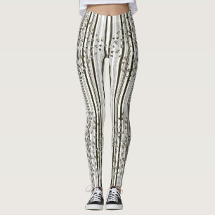 Legging Listras - BW com sinos e bules de chá