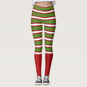 Legging Listras Camadas Verde Vermelho e Branco Festa de F