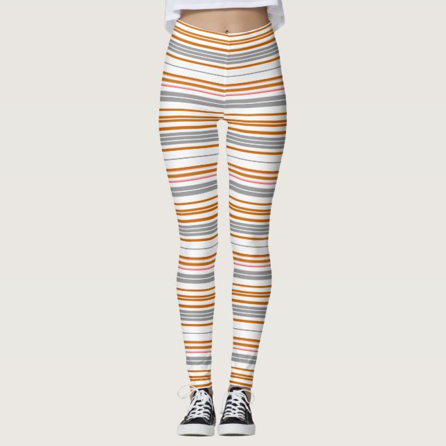 Legging Listras cinza marrom fofas (Frente)