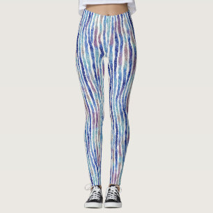 Legging Listras Coloridas Artísticas e Modernas Padrão Aqu