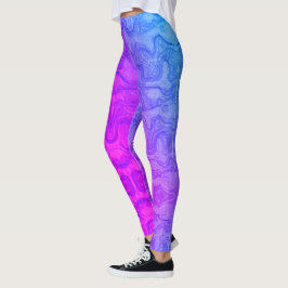 Legging Listras Coloridas Giratórias Rosa Neon e Azul