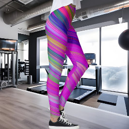 Legging Listras coloridas sobre fundo fuchsia, modernas
