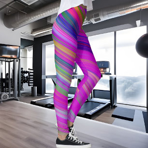 Legging Listras coloridas sobre fundo fuchsia, modernas
