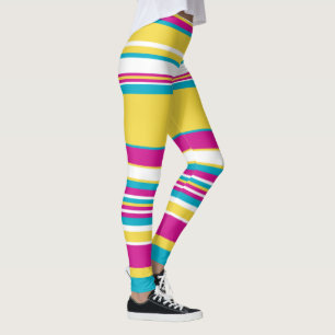 Legging Listras Complexas - Turquesa, Amarela, Rosa e Bran