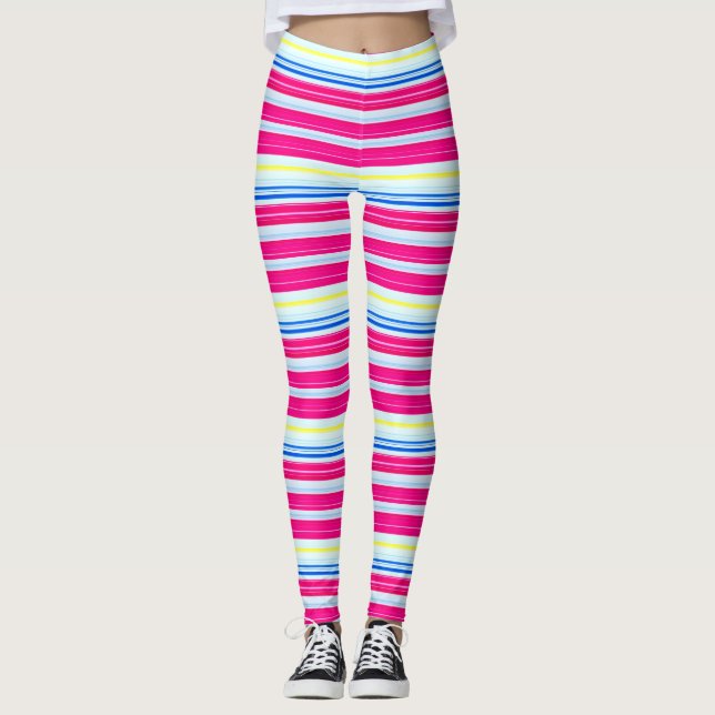 Legging Listras cor-de-rosa azuis (Frente)