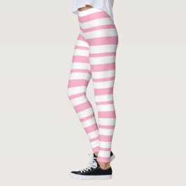 Legging Listras cor-de-rosa e brancas grossas e finas