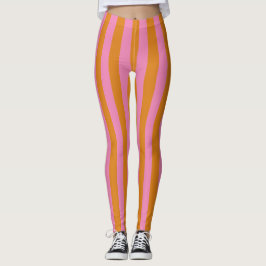 Legging Listras cor-de-rosa e laranja