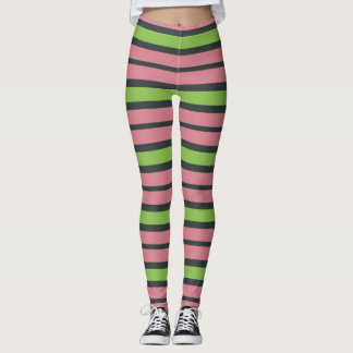 Legging Listras cor-de-rosa, verdes e pretas
