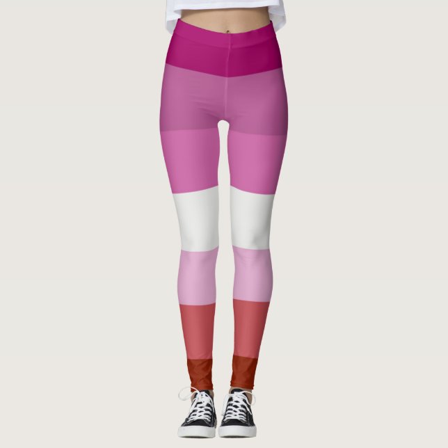 Legging Listras da Bandeira do Orgulho Lésbico (Frente)