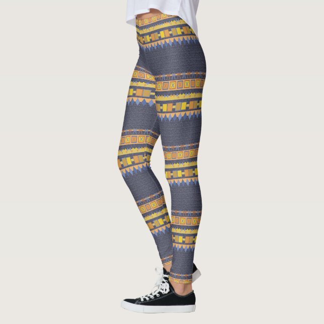 Legging Listras da cor geométrica do costume dos símbolos (Esquerda)