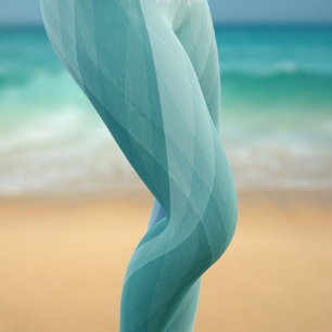 Legging Listras de Aquarela Azul Verde Aqua Nome Personali