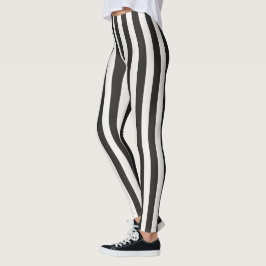Legging Listras de Árbitro Clássico Preto e Branco Vertica