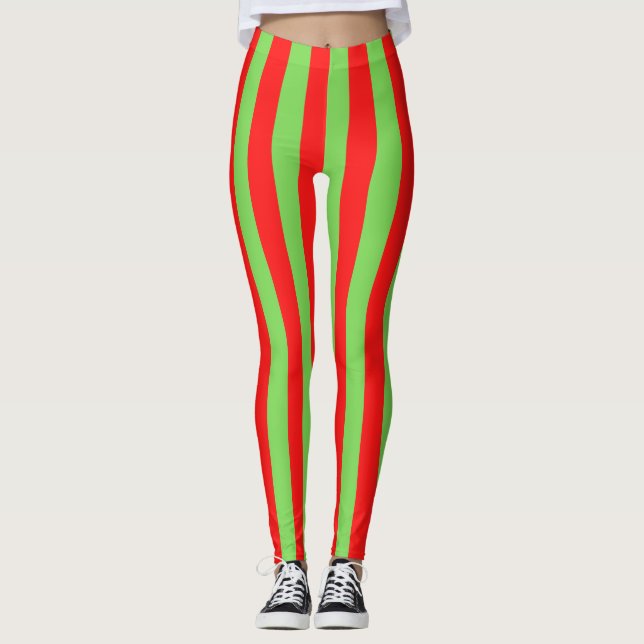 Legging Listras de Bala Vermelho Verde (Frente)