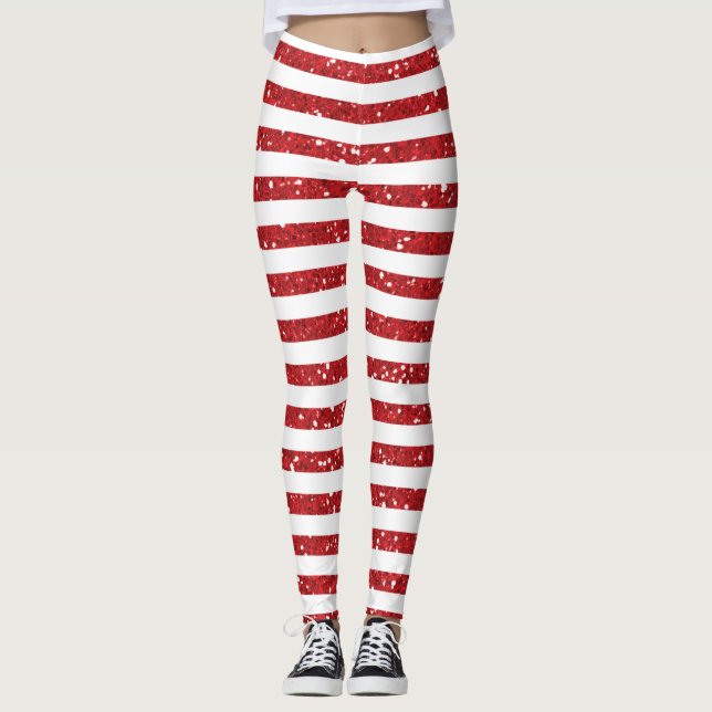 Legging Listras de Brilho Vermelhas (Frente)