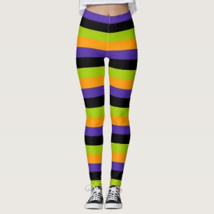 Legging Listras de bruxa laranja roxo preto verde Hallowee