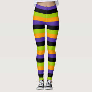 Legging Listras de bruxa laranja roxo preto verde Hallowee