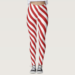 Legging Listras de Cana de Açúcar Diagonal Vermelho Branco