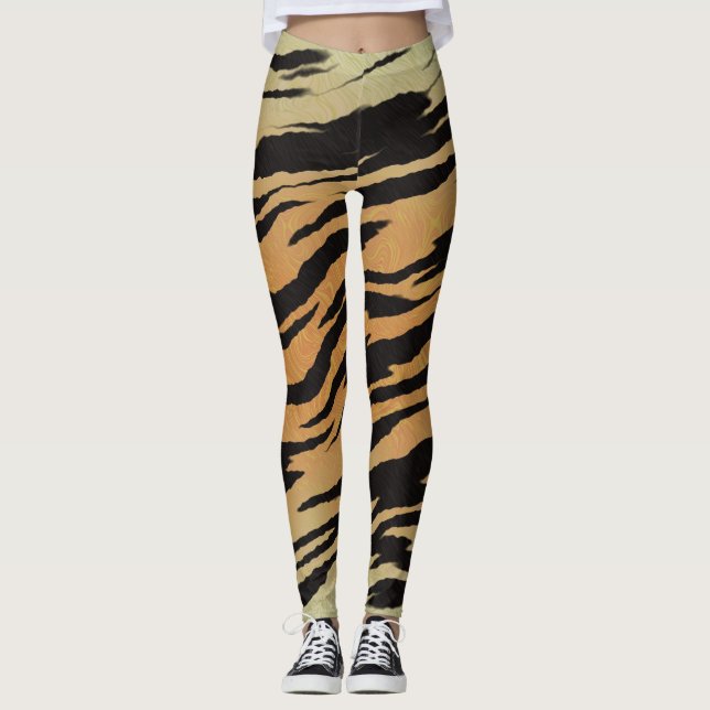Legging Listras de Tigre Impressão de Animal Fofo (Frente)