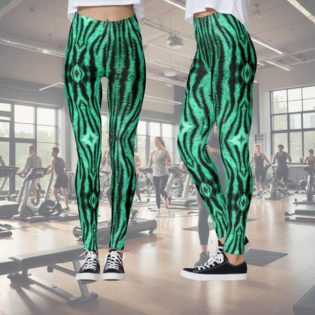 Legging Listras de tigre neon verde - padrão (Criador carregado)
