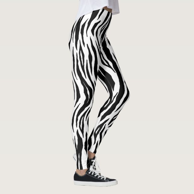 Legging Listras de Tigre Preto e Branco Estampa de Animal (Direita)