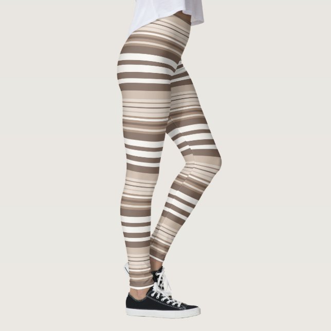 Legging Listras de Tom Neutro Terroso Design de Padrão  (Direita)
