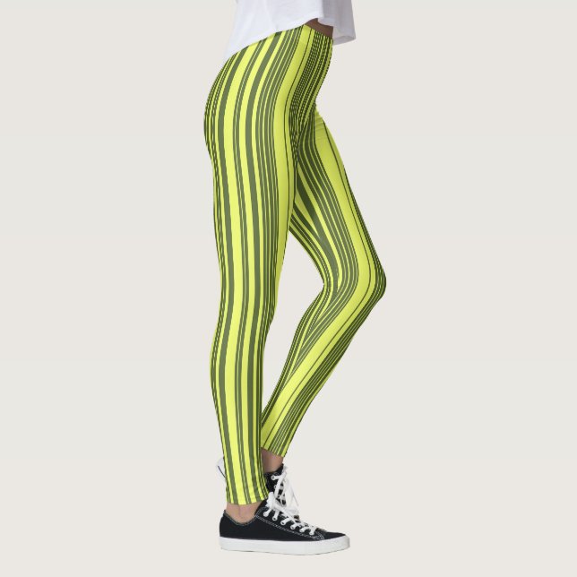 Legging Listras de Verde Oliva e Amarelo Lima  (Direita)