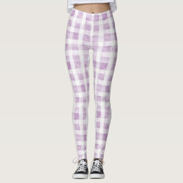 Legging Listras de Xadrez Branco Roxo