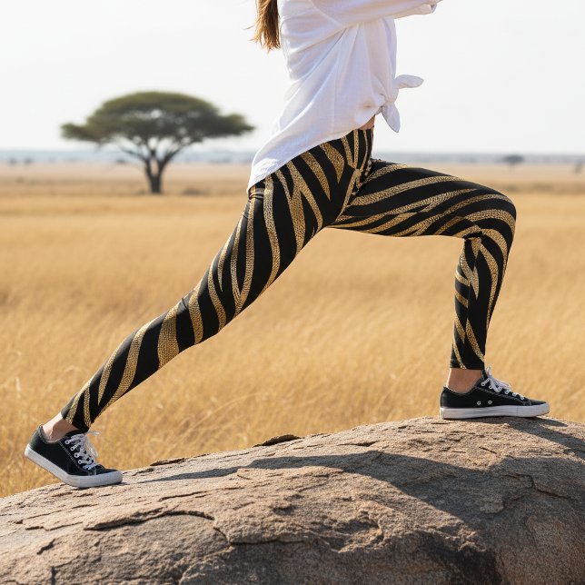 Legging Listras de Zebra Glam Padrão Preto Dourado ID1151 (Criador carregado)