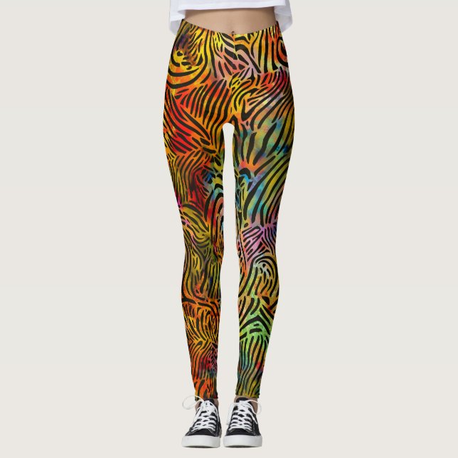 Legging Listras de Zebra Multicoloridas  (Frente)