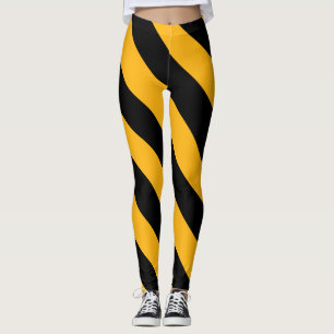 Legging Listras Diagonais Amarelas e Pretas