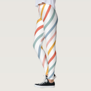 Legging Listras Diagonais Coloridas em Pastel