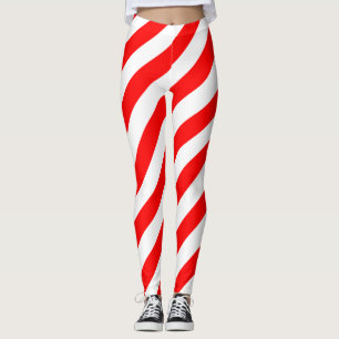 Legging Listras Diagonais de Grande Tamanho Vermelhas e Br