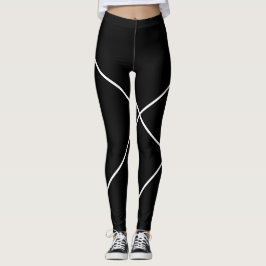 Legging Listras Diagonais em Preto e Branco