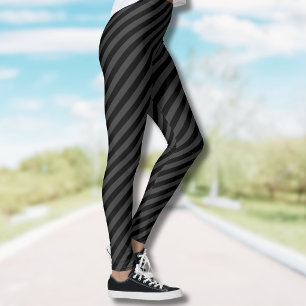 Legging Listras Diagonais Finas Pretas e Preto Fumê Simple