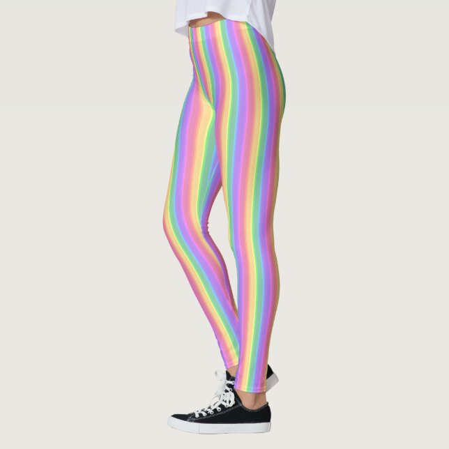 Legging Listras do arco-íris do Pastel (Esquerda)