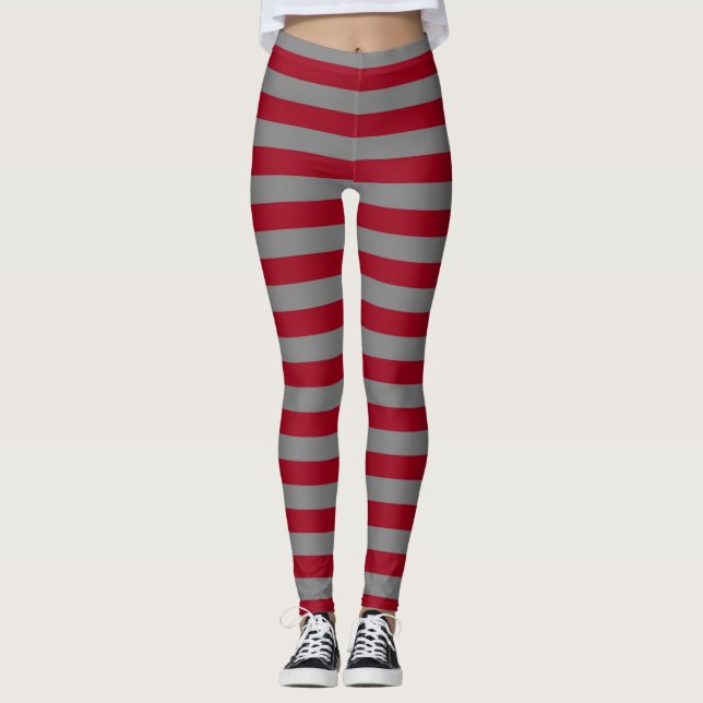 Legging Listras do cinza de Borgonha e de carvão vegetal (Frente)