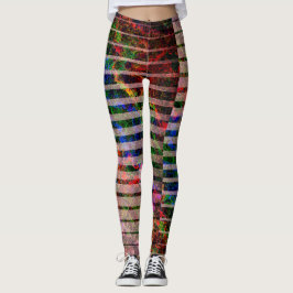 Legging Listras estranhas e arranhões coloridos, avermelha