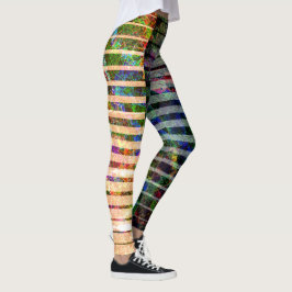 Legging Listras estranhas e arranhões coloridos, detalhes 