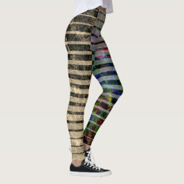 Legging Listras estranhas e arranhões coloridos, detalhes 