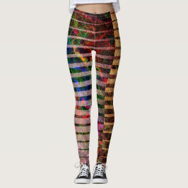 Legging Listras estranhas e arranhões coloridos, detalhes 