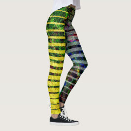 Legging Listras estranhas e arranhões coloridos, lado esve