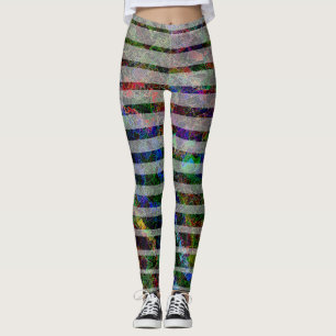 Legging Listras estranhas e pequenos quadrados arranhados