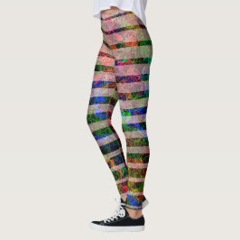 Legging Listras estranhas e pequenos quadrados coloridos a