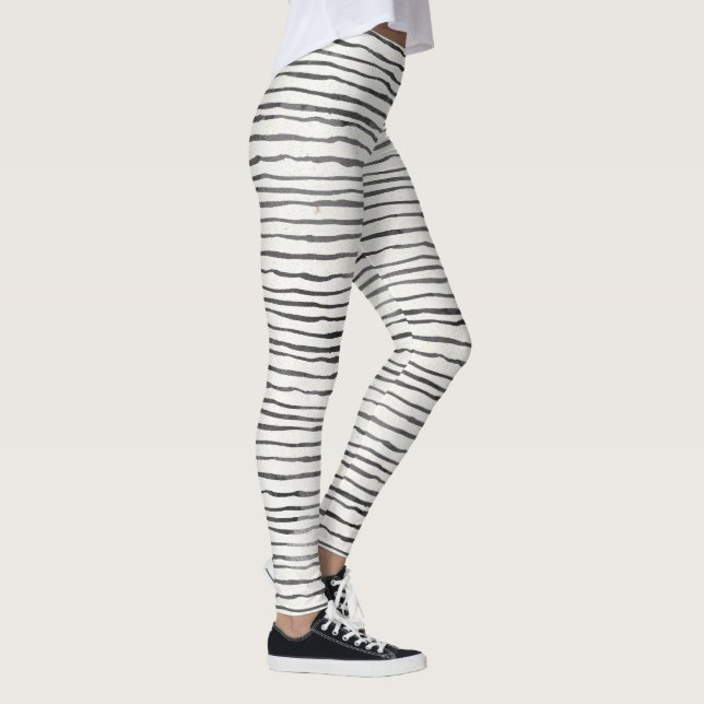 Legging Listras Horizontais Boho Caprichosas Preto e Branc (Direita)