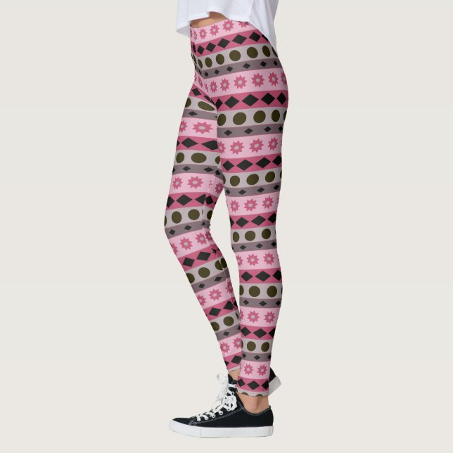 Legging Listras horizontais geométricas e símbolos (Esquerda)