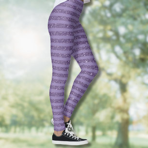 Legging Listras Horizontais no Estilo Brilho de Ameixa Fum