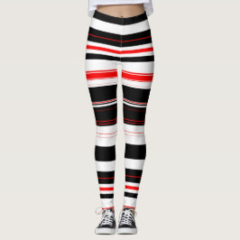 Legging Listras Horizontais Vermelhas e Pretas