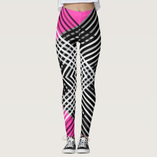 Legging Listras interligadas, de cor branca e cinza, numa
