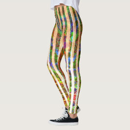 Legging Listras laranja laranja estranhas, linhas riscadas